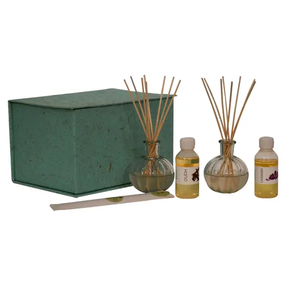 Buy Amia Glass Bottle Diffuser Set (Lavender & Oudh), 11 image