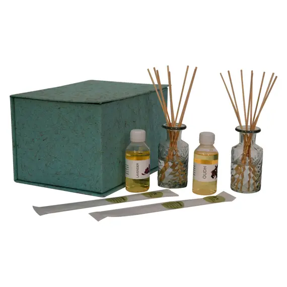 Buy Anka Cut Glass Bottle Diffuser Set (Lavender & Oudh), 3 image