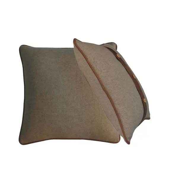 Buy Quinn Cushion Set of 2 - Leather & Sand Tweed, 2 image