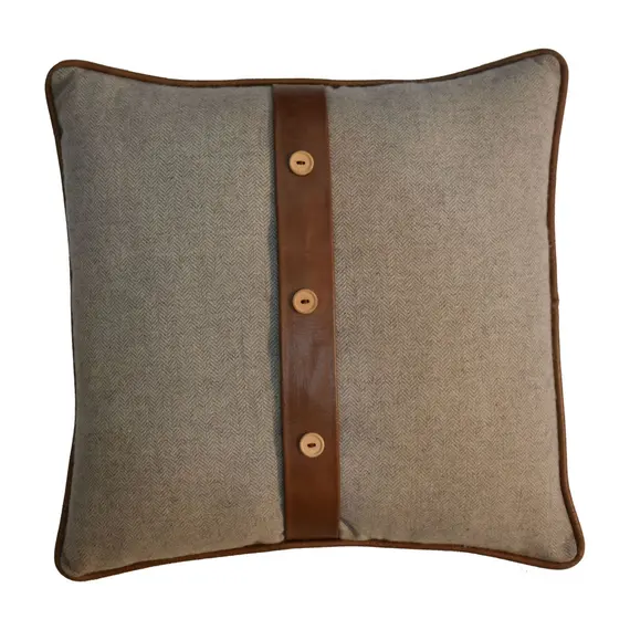 Buy Quinn Cushion Set of 2 - Leather & Sand Tweed, 8 image