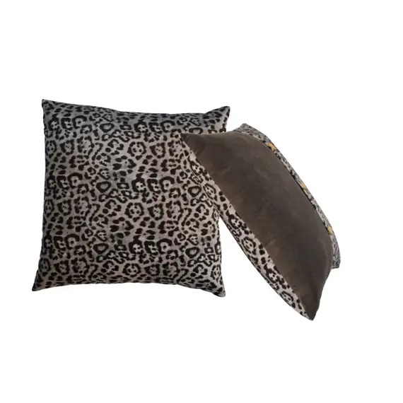 Buy Quinn Cushion Set of 2 - White Leopard & Grey Velvet, 10 image