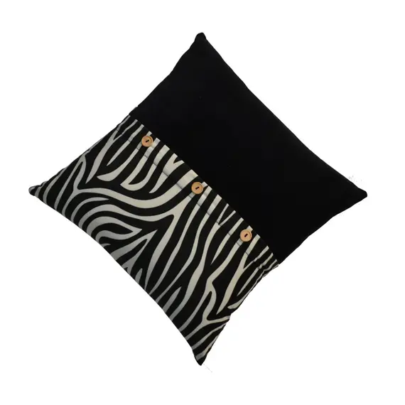 Buy Quinn Cushion Set of 2 - White Tiger & Black Velvet, 4 image