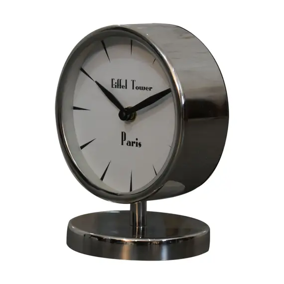 Buy Round Chrome Table Clock with White Face, 3 image