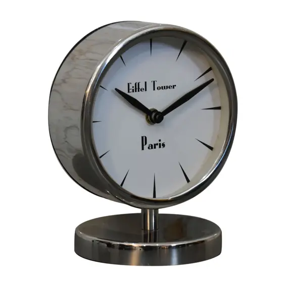 Buy Round Chrome Table Clock with White Face, 10 image