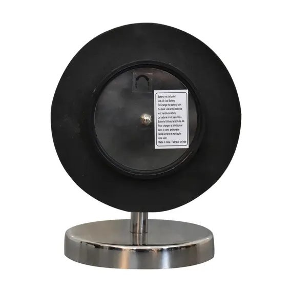 Buy Round Chrome Table Clock with White Face, 12 image