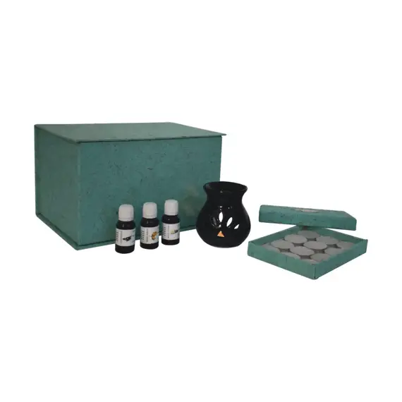 Buy Black Cut-out Oil Burner Set (Ylang Ylang, White Lotus, Lavender), 19 image