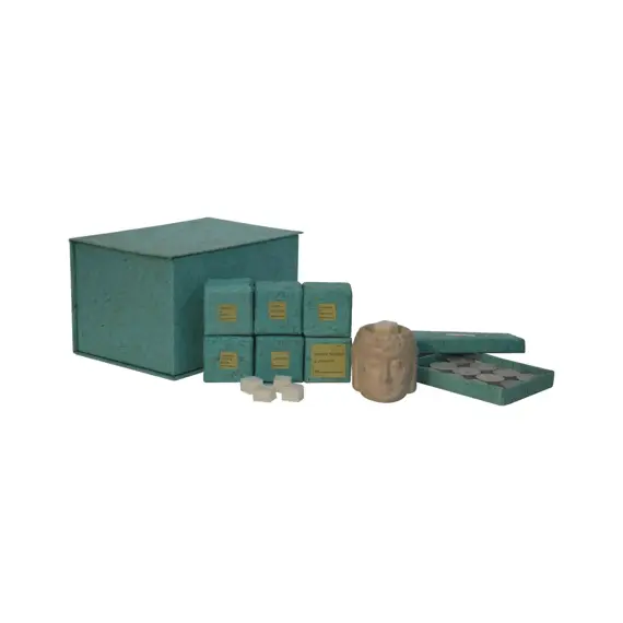 Buy Buddha Wax Melter Set (Lemon & Pine, Jasmine & Lime, Orange, Lime and Basil, White Tea Sage, Honeysuckle & Jasmine, Grapefruit & Mangosteen), 12 image