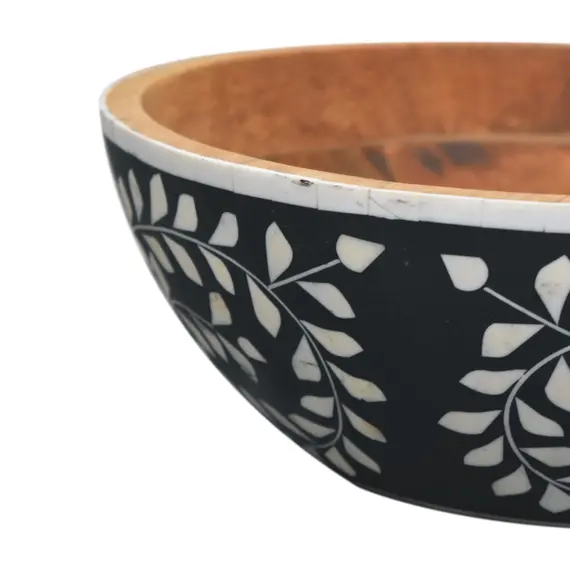 Buy Floral Bowl with Resin Inlay in Mango Wood Set of 2, 5 image