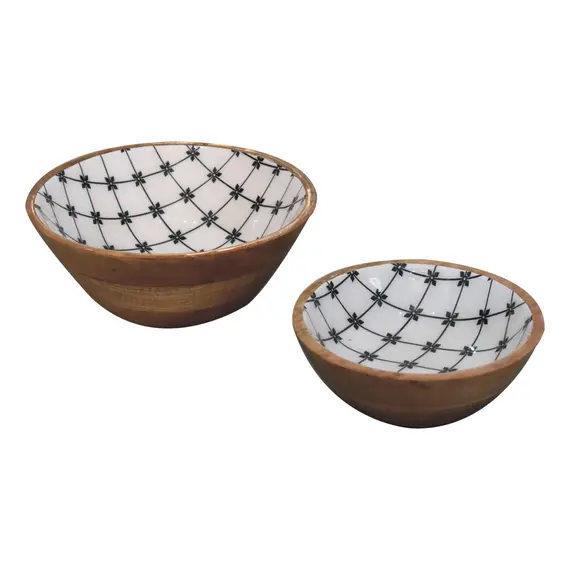 Buy Lacquered Black Flower Bowl Set of 2, 3 image