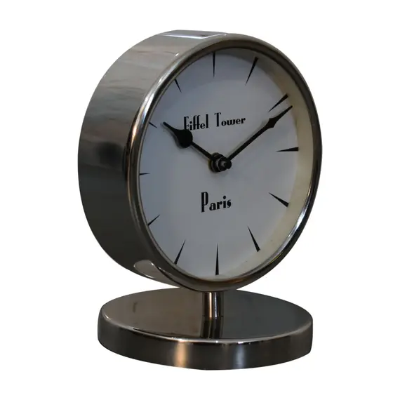Buy Round Chrome Table Clock with White Face, 4 image