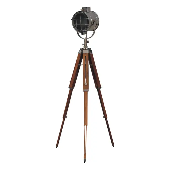 Buy Caged Chrome Tripod Fold Spotlight Floor Lamp, 4 image