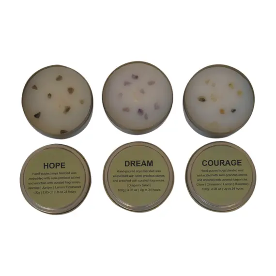 Buy Candle Stone Jar Set of 3 (Courage, Dream, Hope), 13 image