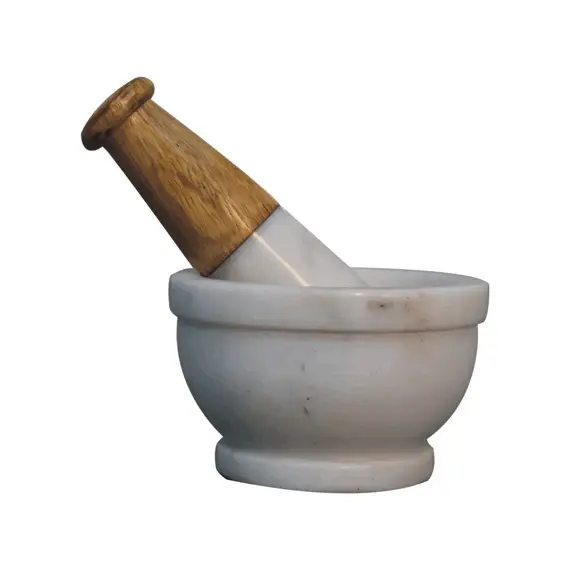 Buy Large Wood & Marble Pestle and Mortar Set, 7 image