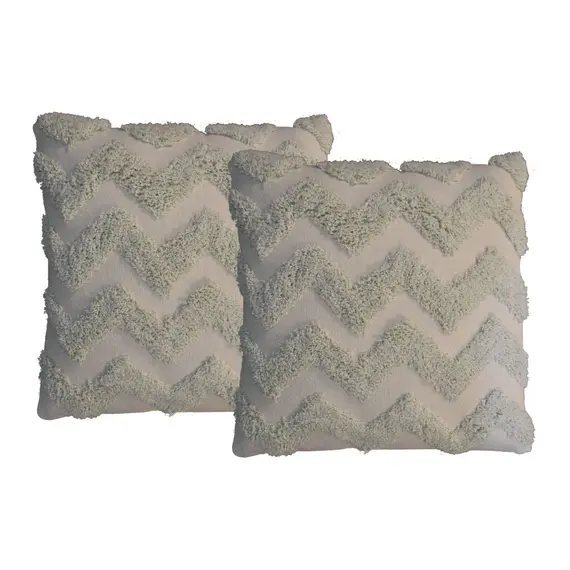 Buy Sage Green Zig-zag Cushion Set of 2, 9 image