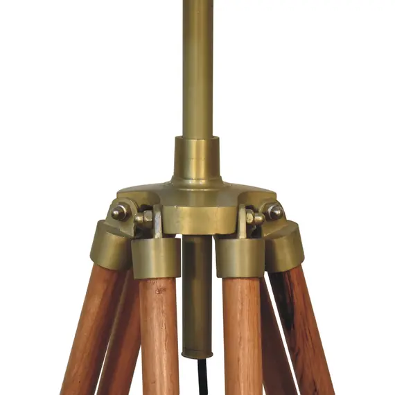 Buy Brass Plated and Wooden Teak Floor Lamp, 4 image
