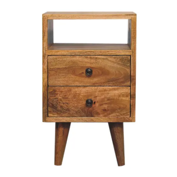 Buy Mini Classic Oak-ish Bedside with Open Slot, 2 image