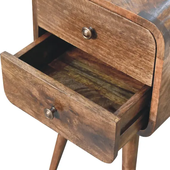 Buy Mini Curved Grey Washed Bedside, 7 image