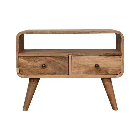 Buy Mini Curved Oak-ish Media Unit, 11 image