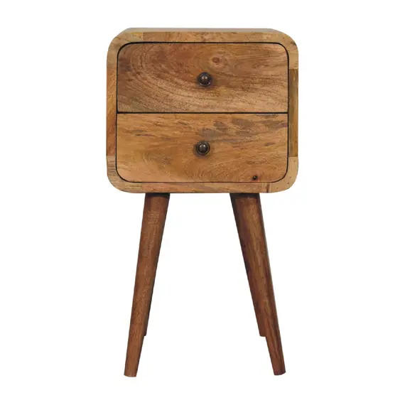Buy Mini Oak-ish Curved Bedside, 2 image
