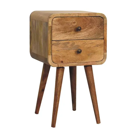 Buy Mini Oak-ish Curved Bedside, 4 image