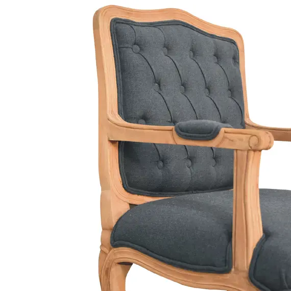 Buy Navy Blue Linen French Style Chair, 6 image