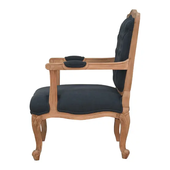 Buy Navy Blue Linen French Style Chair, 9 image