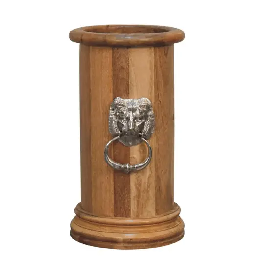 Buy Solid Wood Round Umbrella Stand with Knocker, 9 image