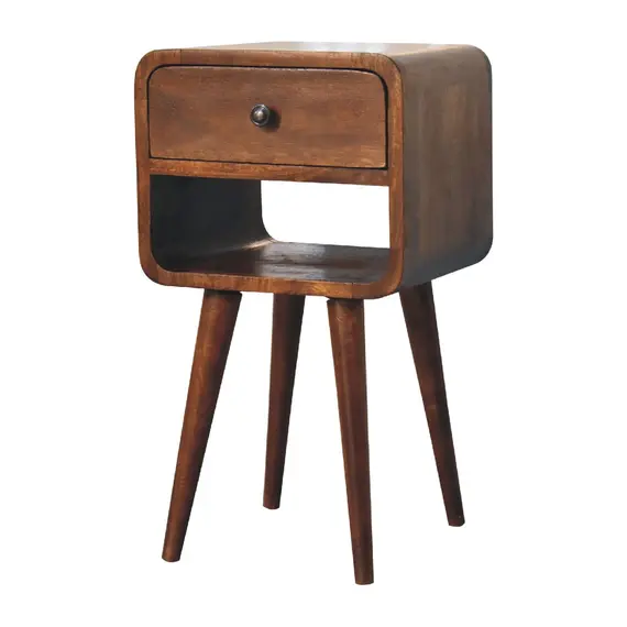 Buy Mini Chestnut Curved Bedside with Lower Slot, 4 image