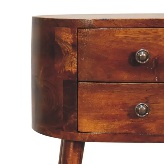 Buy Mini Chestnut Rounded Bedside Table, 5 image