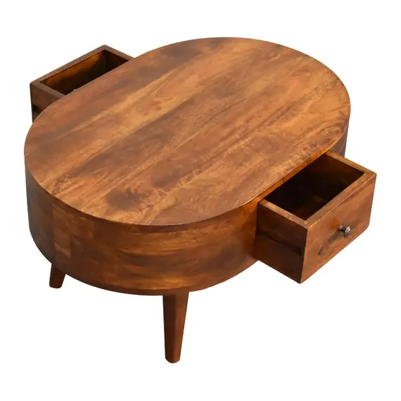 Buy Mini Chestnut Rounded Coffee Table, 6 image