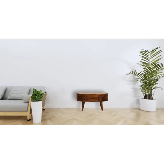 Buy Mini Chestnut Rounded Coffee Table, 11 image