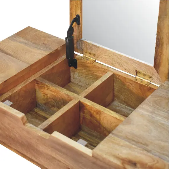 Buy Mini Oak-ish Dressing Table with Foldable Mirror, 8 image