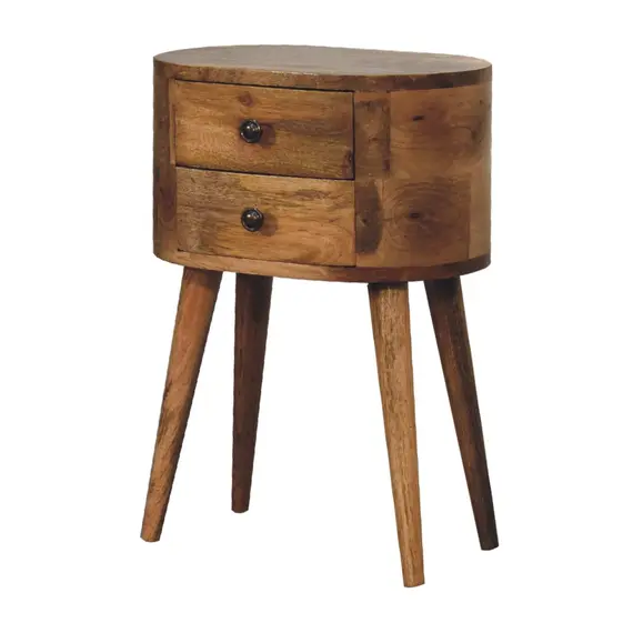 Buy Mini Oak-ish Rounded Bedside Table, 4 image