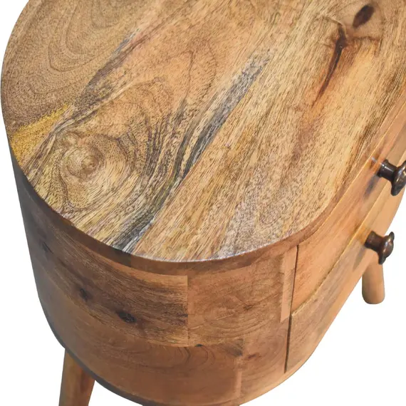 Buy Mini Oak-ish Rounded Bedside Table, 6 image