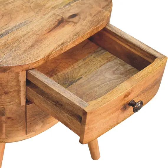 Buy Mini Oak-ish Rounded Bedside Table, 7 image