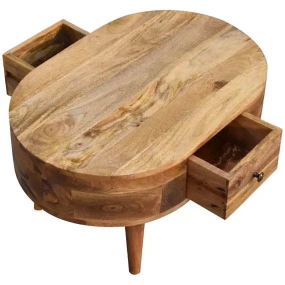 Buy Mini Oak-ish Rounded Coffee Table, 6 image