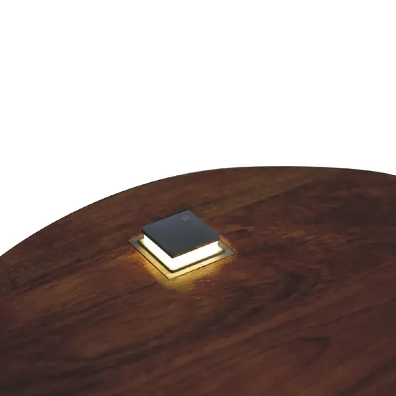 Buy Single Chestnut Rounded Bedside Table with Reading Light, 6 image