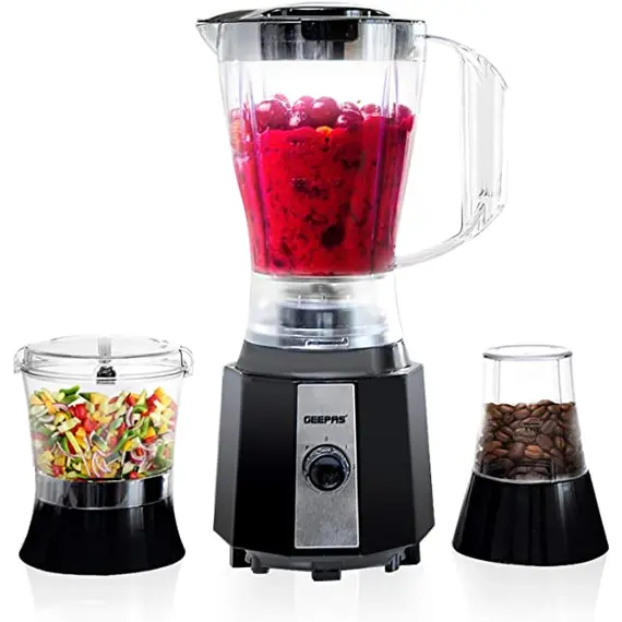 Buy Geepas 3 in 1 Electric Blender, Grinder, Smoothie Maker, Jug Blender 400W | Stainless Steel Blades, Colour: Black