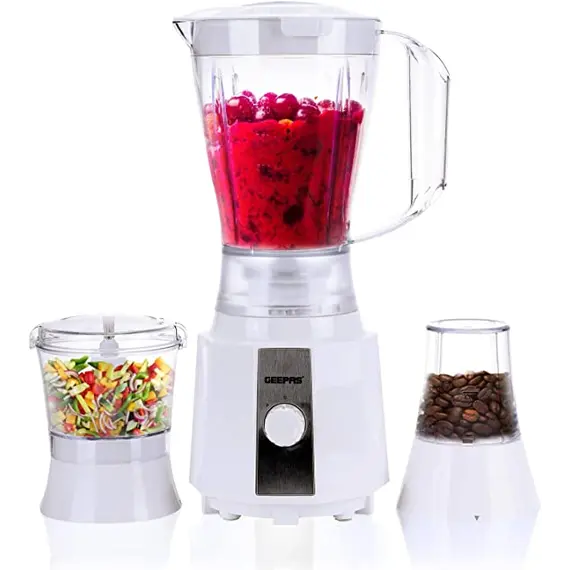 Buy Geepas 3 in 1 Electric Blender, Grinder, Smoothie Maker, Jug Blender 400W | Stainless Steel Blades, Colour: Black, 2 image