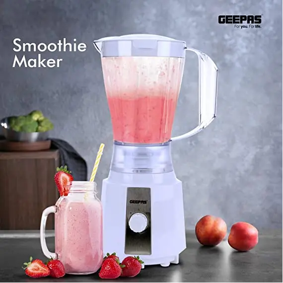 Buy Geepas 3 in 1 Electric Blender, Grinder, Smoothie Maker, Jug Blender 400W | Stainless Steel Blades, Colour: Black, 6 image
