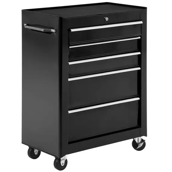 Buy 5-Drawer Tool Chest, Lockable Steel Tool Storage Cabinet with Wheels and Handle Tool Box for Garage, Workshop, Black