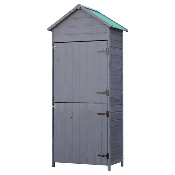 Buy Outsunny Fir Wood Outdoor Garden Utility Shed Grey, 3 image