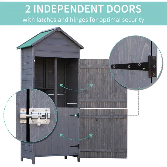 Buy Outsunny Fir Wood Outdoor Garden Utility Shed Grey, 5 image