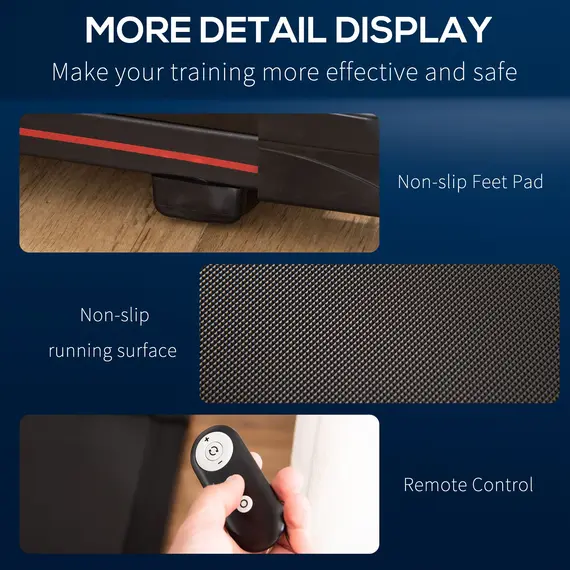 Buy HOMCOM Indoor Walking Treadmill Exercise Walking Pad Machine for Home, Office, Fitness Studio, Training Room 1-6km/h Aerobic w/Remote Control, Black, 6 image