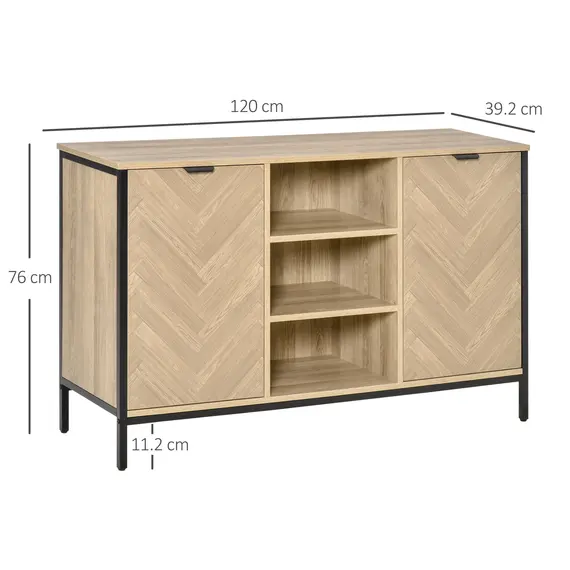 Buy HOMCOM Sideboard Storage Cabinet Cupboard TV Console with 2 Doors and Adjustable Shelves for Dining Room, Kitchen, Living Room, Oak Tone, 3 image