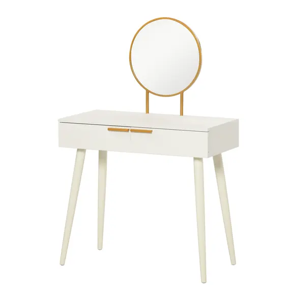 Buy Elegant Dressing Table, with Round Mirror - White