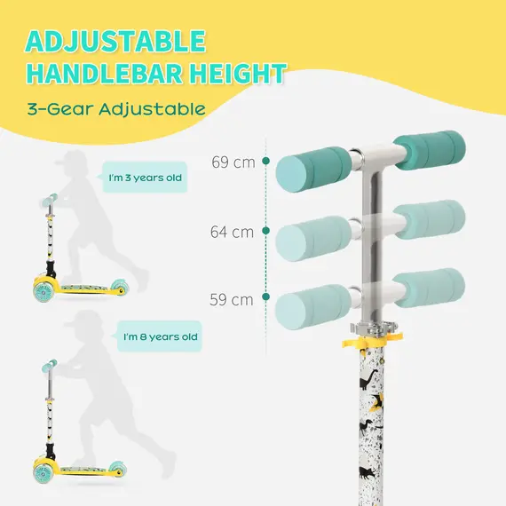 Buy Scooter for Kids Toddler Foldable Kick Scooter with 3 Wheel Adjustable Height Flashing Wheels for Boys and Girls 3-8 Years Yellow, 5 image