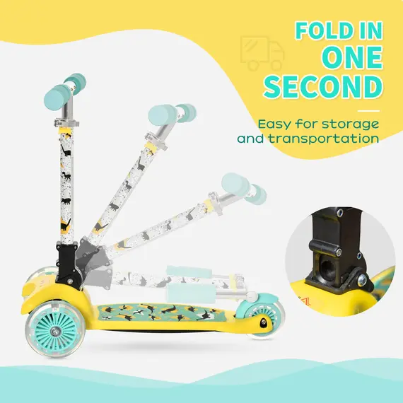 Buy Scooter for Kids Toddler Foldable Kick Scooter with 3 Wheel Adjustable Height Flashing Wheels for Boys and Girls 3-8 Years Yellow, 8 image