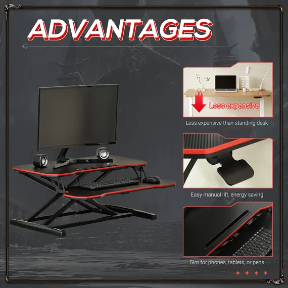 Buy Vinsetto Standing Desk Liftable Computer Stand Height Adjustable Desktop with Keyboard Tray, Workstation Riser for Home Office, 7 image