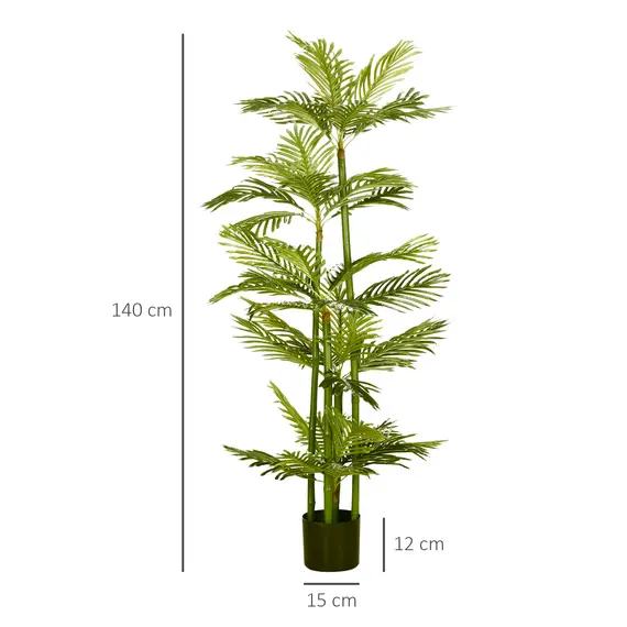 Buy Artificial Plant Tropical Palm in Pot, Fake Plants for Home Indoor Outdoor Decor, 15x15x140cm, 3 image